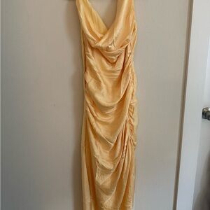 Abercrombie & Fitch Yellow Draped Maxi Dress